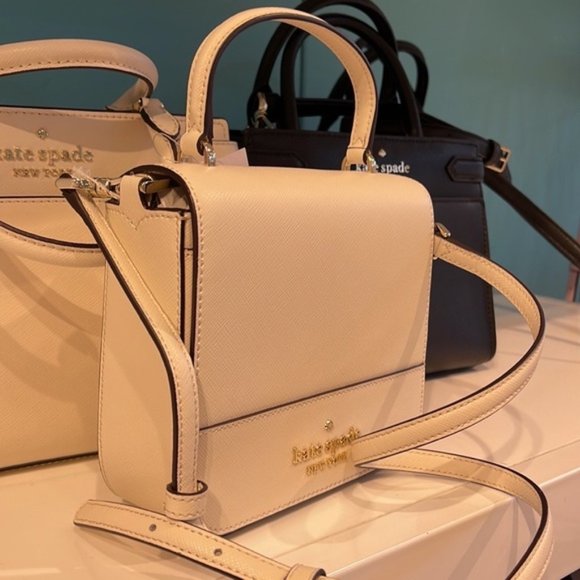 Kate Spade Staci Square Crossbody Saffiano Leather Parchment - Picture 15 of 16
